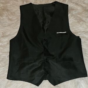 Black Formal Button-Down Vest – Adjustable Back – Size Medium